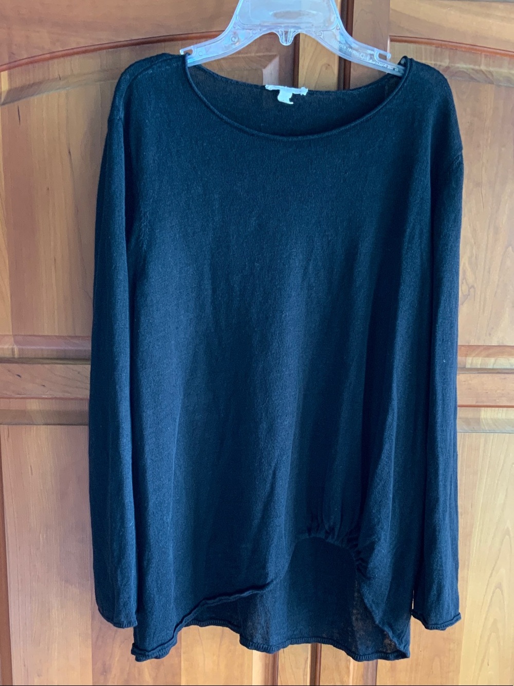 Eileen Fisher Cotton Popover Sweater XL with gather at hem in front. P-T-P 23”